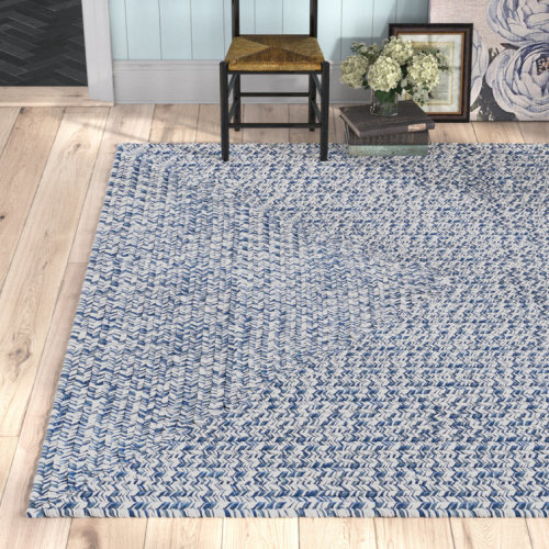 Trombetta Hand Woven Area Rug in Dark Blue/Ivory