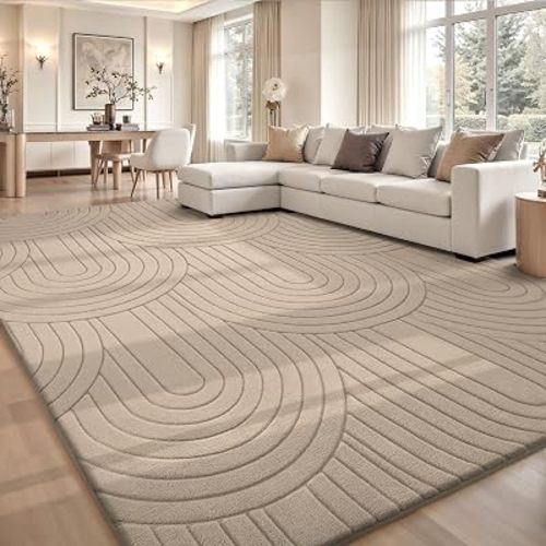 Sour Lemon Area Rugs 9x12 Living Room Bedroom, Large Carpet Rug Taupe