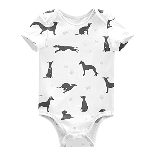 vvfelixl Baby Girls' Bodysuits Black Pug White Short Sleeve Cotton Baby Clothes For Girls 0-24 Months
