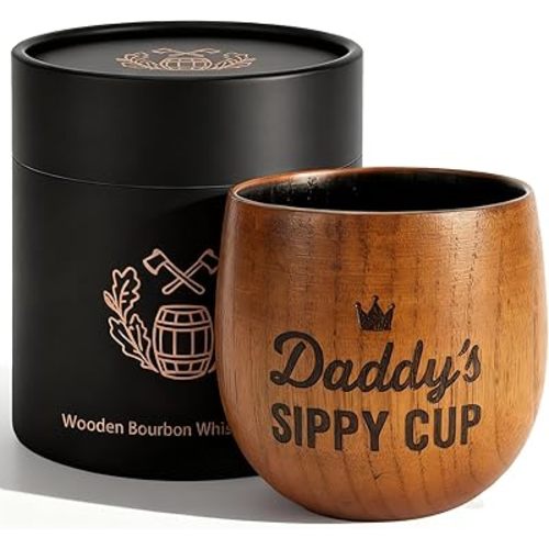 Daddy's Sippy Cup, Charred Wooden Whiskey Glasses, Bourbon Drinking Glass, Whiskey Gifts for Dad, Old Fashioned Whiskey Tumbler, Great Bourbon Gifts for Men, Dad, Husband, Brother, Whiskey Lovers