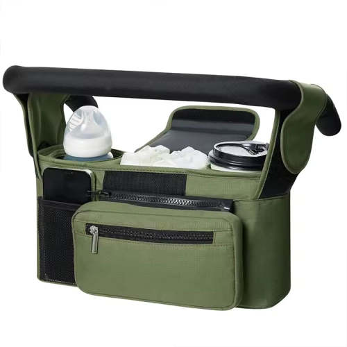 Baby Stroller Organizer – Diaper, Bottle & Phone Holder - Green