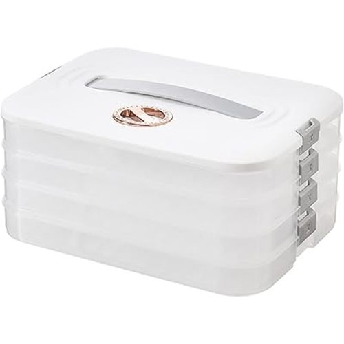 4-Layer Food Storage Containers with Lids Dumpling Storage Box,Good Sealing,Stackable Food Containers