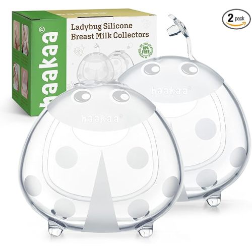 haakaa Ladybug Silicone Breast Milk Collector - Wearable Breast Shells Nursing Cups for Large Milk Supply, Reusable, Extra-Soft & Skin-Friendly (150ml, 2PCS)