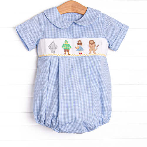 Wandering to See the Wizard Smocked Boy Bubble, Blue – Stitchy Fish