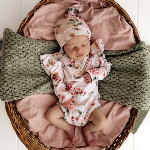 Snuggle Hunny Birds & Blooms Long Sleeve Organic Bodysuit with Frill - 0-3 Months (000)