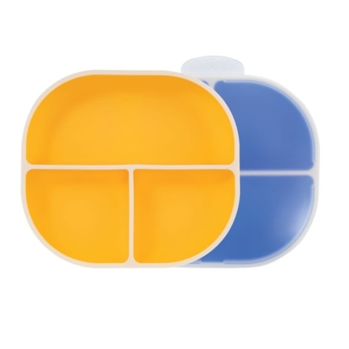Rectangular Silicone Suction Plate (2 Pack) | Yellow / Blue