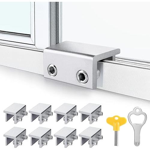 ZRFCXE Window Locks (8 Sets), Window Locks for Up and Down Windows, Sliding Window Locks, Window Locks for Horizontal Sliding Windows, Child Proof Window Locks Security, Adjustable Window Stoppers