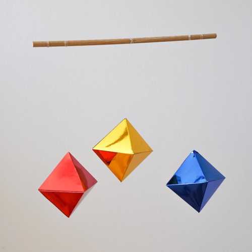 Montessori Octahedron Mobile: Newborn Visual Stimulation, Red Yellow Blue