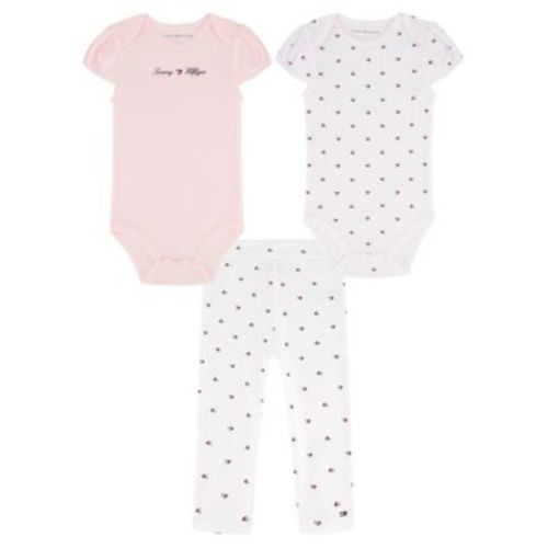Baby Girls' Flag Heart Print Bodysuits and Leggings, 3-Piece Set
