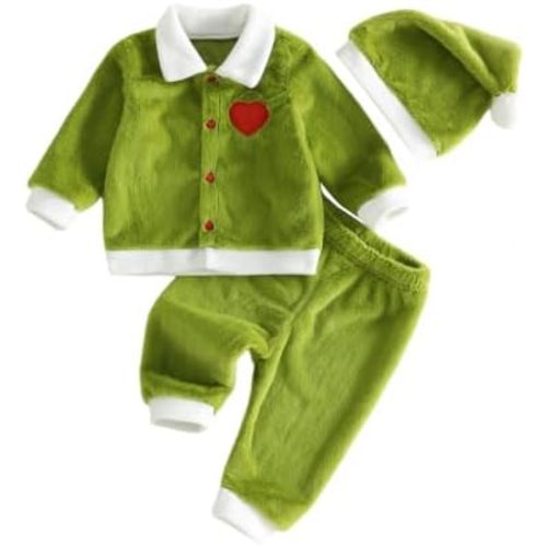 Toddler Boy Christmas Outfit Top Long Pants Hat Set 6M-4T