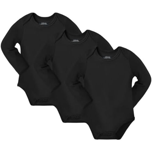 NMK Baby Bodysuits 3-Pack，Soft Rayon From Bamboo Short and Long Sleeve Onesie，Unisex for Newborns 0-12 Months