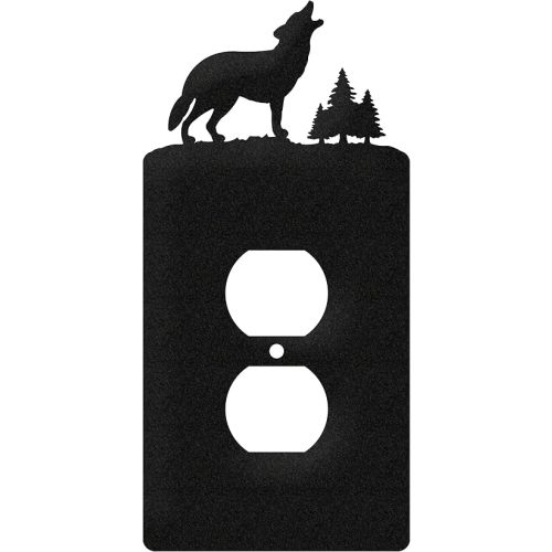 SWEN Products Wolf Metal Wall Plate Cover (Single Outlet, Black)