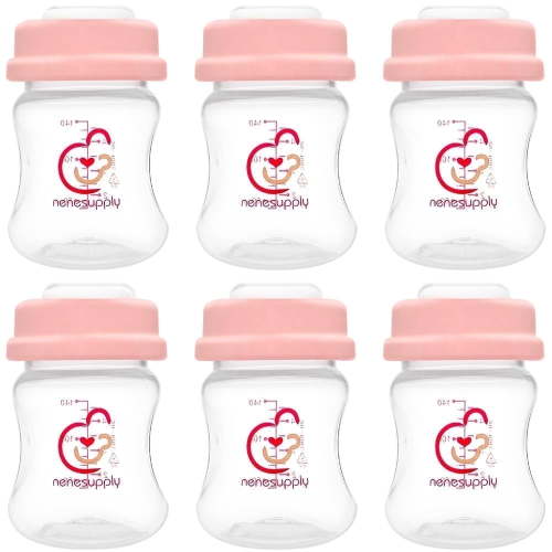 Nenesupply Storage Bottles Collection Bottles for Spectra S1 S2 Motif Luna Breast Pumps 6 pc 4.7oz 140ml With Collar and Sealing Disc. Breastmilk Storage Replace Spectra Bottles Wide-Mouth Bottles