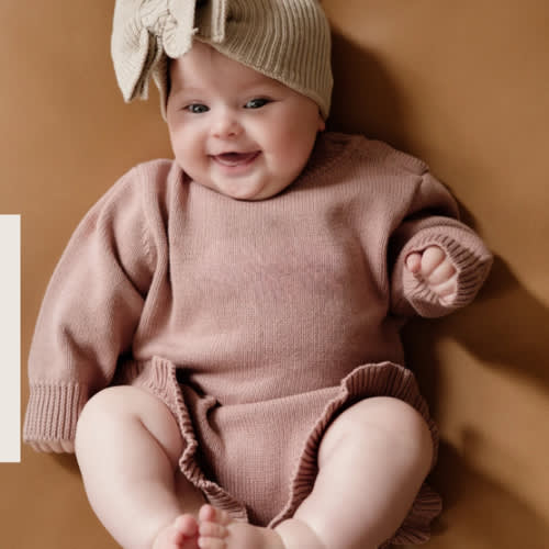 Frill Leg Knit Romper - Vintage Rose