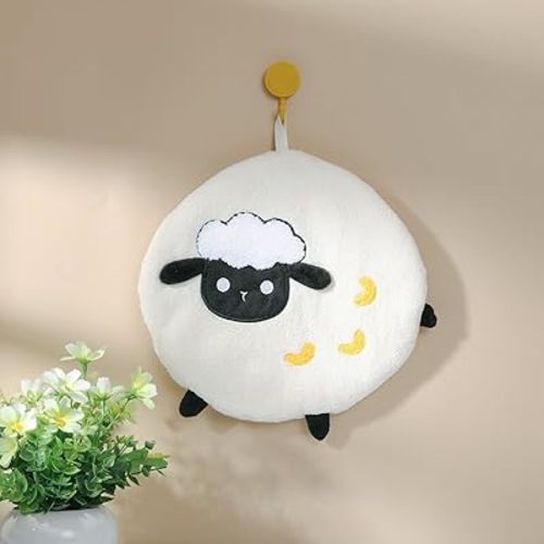 Cartoon Hand Towels for Bathroom Soft Kitchen Towels with Hanging Loop Lightweight Hand Drying Towels Absorbent Decotative Towels Birthday Gift for Kids and Women, 8.5 x 9 Inches, Sheep