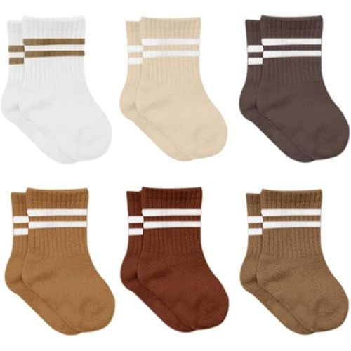 bistyle Baby Grip Ankle Socks 6 Pairs | Newborn Infant Toddlers Sock Organic Cotton | Kids Boys Girls Ankle