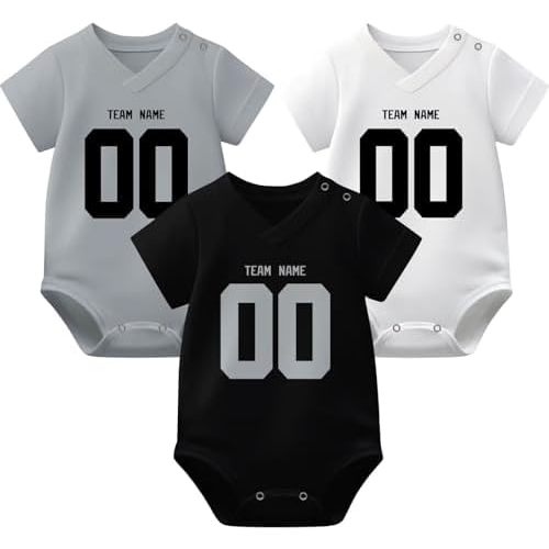 KREDE Baby Clothes Unisex Bodysuit Jersey Style Custom Name Number for Baby Girl