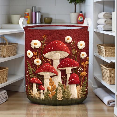 Cottagecore Mushroom Laundry Basket, Red Mushroom Hamper, Forest Fairycore Home Decor, Mushroom Art Laundry Hamper