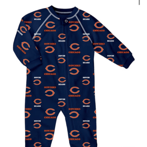 Chicago Bears Baby Navy Raglan Zip Up Sleeper Coverall - Detroit Game Gear