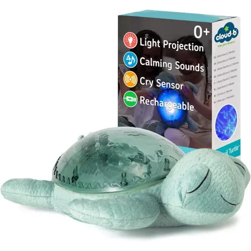Cloud b Ocean Projector Nightlight with 2 White Noises & 2 Soothing Sounds | Adjustable Settings | Cry Sensor | Tranquil Turtle - Green (Rechargeable)