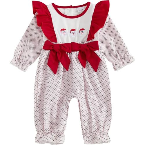 Baby Girl First Christmas Outfit My 1st Christmas Newborn Romper Long Sleeve Jumpsuit Infant Santa Outfit