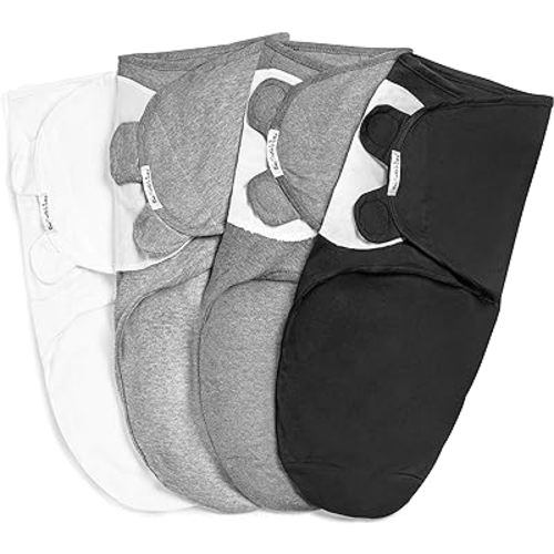 BaeBae Goods Swaddle Blanket, Adjustable Infant Baby Swaddling Wrap Set of 4, Baby Swaddling Wrap Blankets for Boys and Girls Made in Soft Cotton