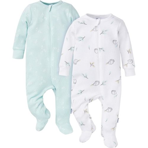 Gerber baby-girls 2-pack 2-way Zip Thermal Footed Sleep 'N Play
