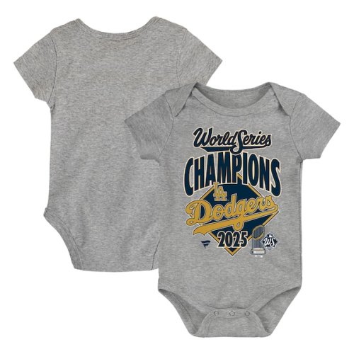 Los Angeles Dodgers Fanatics Infant 2025 World Series Champions Locker Room Replica Bodysuit - Heather Gray