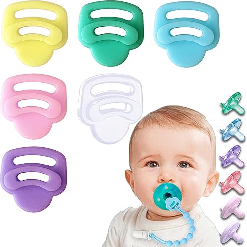 6 Pack Silicone Pacifier Clip Adapter Ring for Philips Avent Soothies, 100% Food-Grade Silicone Binky Clips Holder Adapter Rings Competible with Avent Soothie, BPA-Free Soft Flexible Safe Durable