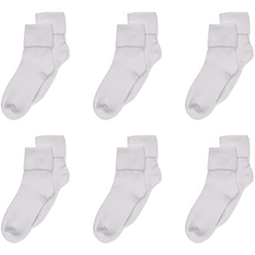 Jefferies Socks Girls 2-6X Seamless Turn Cuff 6 Pair Pack Socks