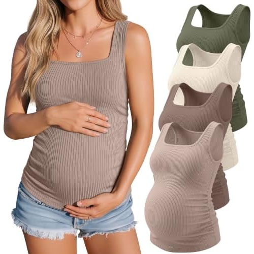 4 Pack Maternity Ribbed Tank Tops