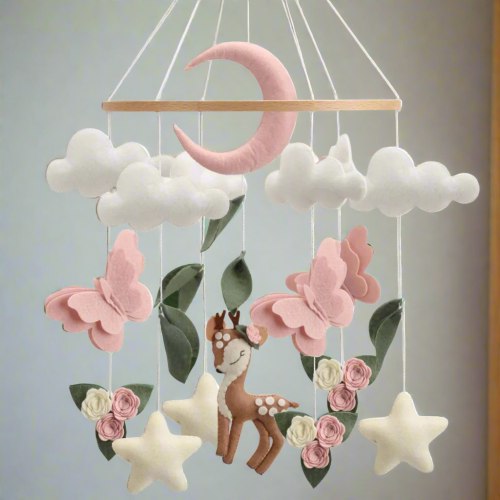 Woodland Deer & Butterfly Nursery Mobile | Baby Shower Gift