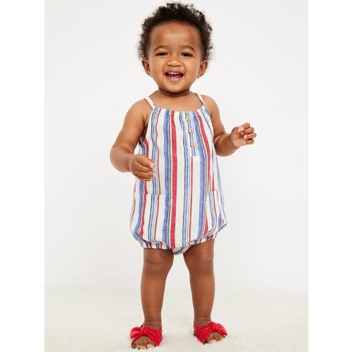 Printed Sleeveless Henley One-Piece Romper for Baby