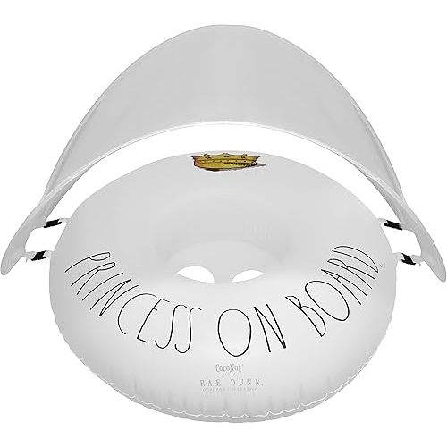 Rae Dunn x CocoNut Float Toddler Float with Canopy - Child Sized Inflatable Raft & Durable Water Toy - Stable Ride-On for Summer Parties & Swim Events