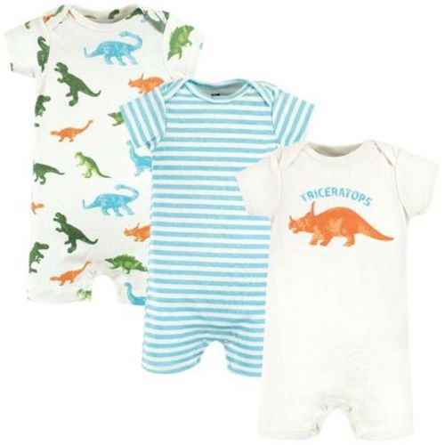 Hudson Baby Infant Boys Cotton Rompers, Triceratops
