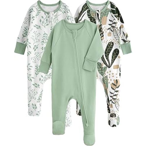 Yoofoss Baby Pajamas 100% Organic Cotton Baby Sleepers for Newborn 0-3 3-6 6-9 Months Boys Girl Clothes 3pcs Footed PJs