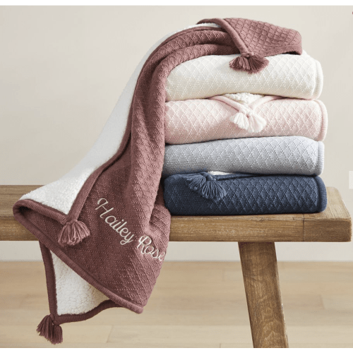 Luxe Cable-Knit Sherpa Baby Blanket