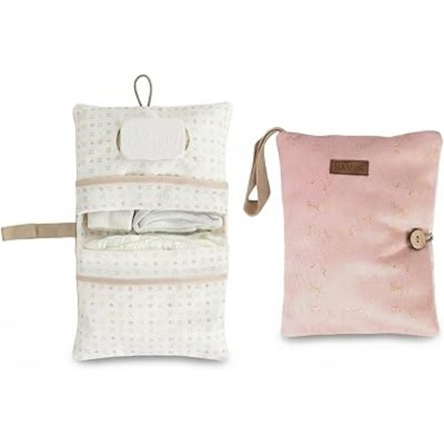 HAMUR Baby Diaper Bag Organizer – Travel-Friendly, Compact & Foldable | Stroller Pouch for Newborn Essentials – Must-Have for Boys & Girls (Solid Pink)