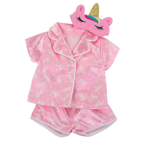 My Life As Pajama Fashion Set for 18-inch Doll, 3 Pieces Included, Pink & White Print, Unicorn Theme