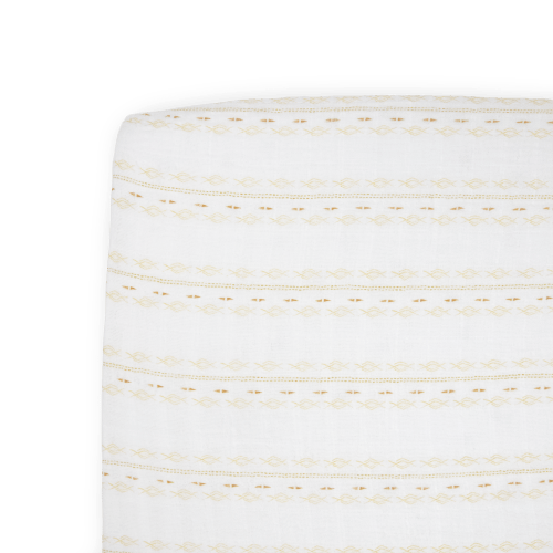 Cotton Muslin Crib Sheet - Gold Diamond-stripe