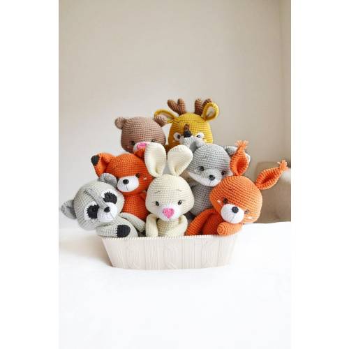 Personalized stuffed animal Fox wolf deer squirrel raccoon rabbit bear Forest animals woodland set for baby girl boy gift handmade