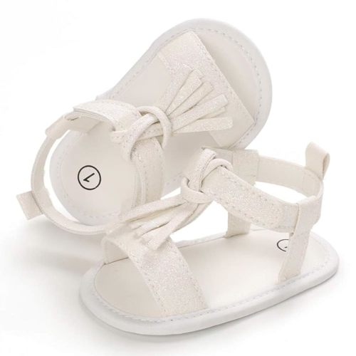 SOFMUO Infant Baby Girls Sandals with Flower Soft Sole Newborn Summer Crib Shoe Toddler First Walker Princess Dress Shoes