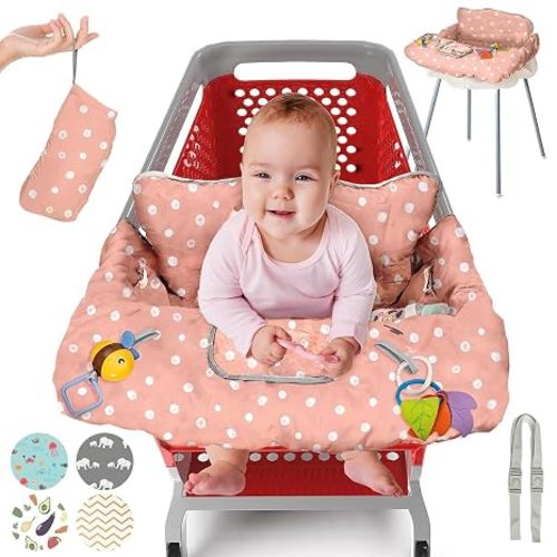 PILLANI Shopping Cart Cover for Baby, High Chair Cover for Restaurant Seat - Grocery Cart Cover for Baby Girl and Boy, Comfortable Cotton Buggy Covers for Babies - Padded Toddler Shopping Cart Cover