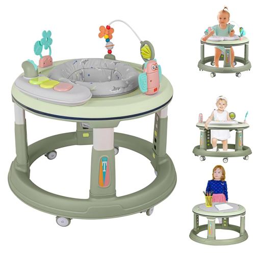 Baby Walker with Wheels, Baby Walkers and Activity Center with 5 Adjustable Heights, 360 Degree Swivel Seat, Music, Detachable Toys, Bounce Foot pad, Baby Walker for Boys and Girls from 6-18 Months