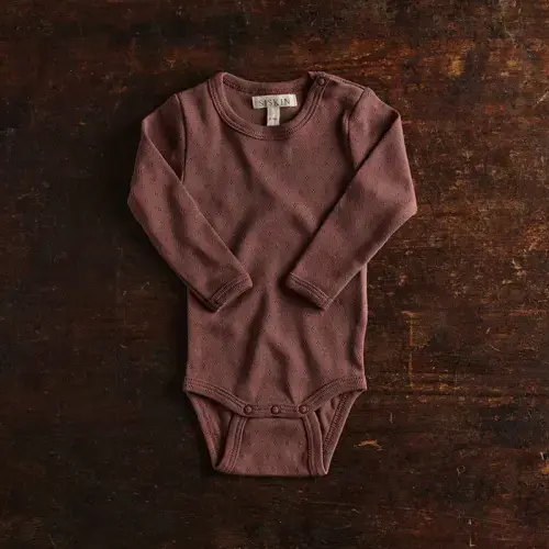 Baby Cotton Pointelle Body in brown - sizes 0 months-2 years – MamaOwl