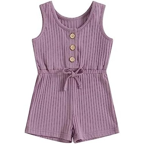 Fernvia Toddler Baby Girl Summer Clothes Sleeveless Ribbed Knitted Jumpsuit Shorts Overalls Baby One Piece Outfit