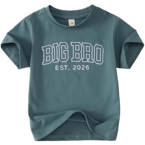 Big Brother Shirts Toddler Baby Boy Embroidery Big Bro Est. 2026 T-Shirt Summer Short Sleeve Tees Announcement Tops