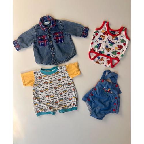 6mo- Vintage Baby Boy Outift Bundle y2k 90s Baby Kids Outfit Bundle 4pc Bundle Set