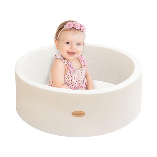 Baby Ball Pit 27.6" Soft Round Memory Foam Ball Pits NOT Included Balls Indoor Outdoor Playpen for Babies Toddlers Kids Great Gift for Girls Boys, White