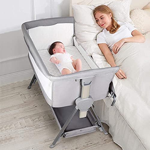 CRZDEAL Bassinet for Babies Large Volume and Mobile with Storage Basket Bedside Sleepers for Baby/Infants/Baby Girl/Baby Boy to Reduce Mom's Fatigue
